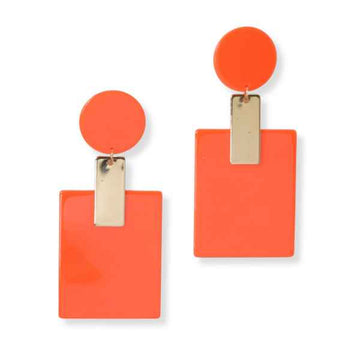 Orange Geometric Dangle Earrings