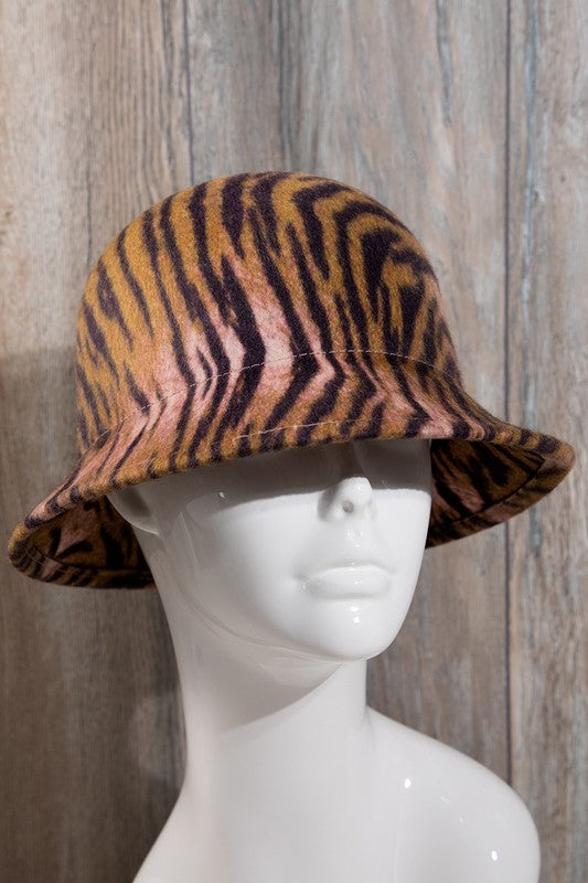 100% Wool Bell-Shape Animal Print Hat