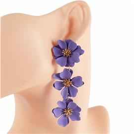 Purple Flower Dangle Earrings