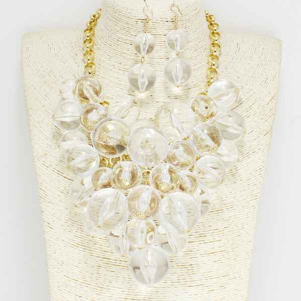 "Monica" Clear Chunky Statement Necklace Set