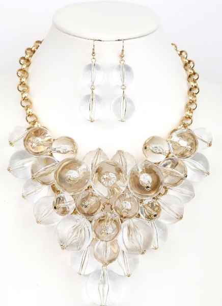 "Monica" Clear Chunky Statement Necklace Set