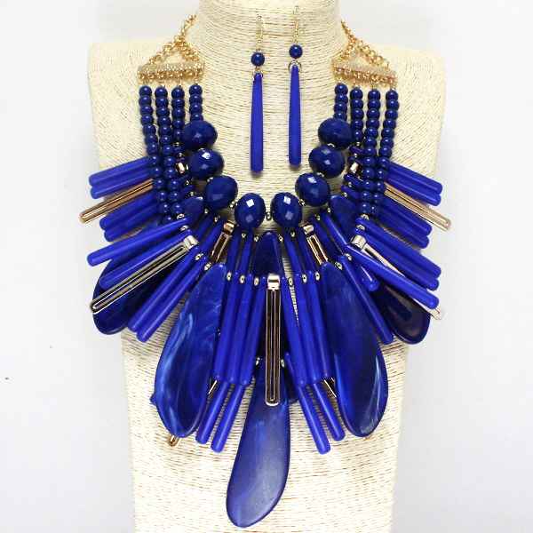 "Ivy" Fashion Blue Statement Necklace Set