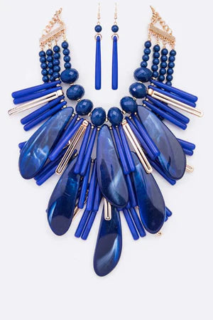 "Ivy" Fashion Blue Statement Necklace Set