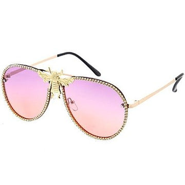 Aviator Bee Accent Gradient Sunglasses (Ombre Purple)