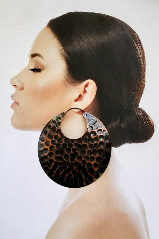 Black & Cooper Hammered Flat Hoop Earrings