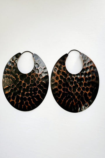 Black & Cooper Hammered Flat Hoop Earrings