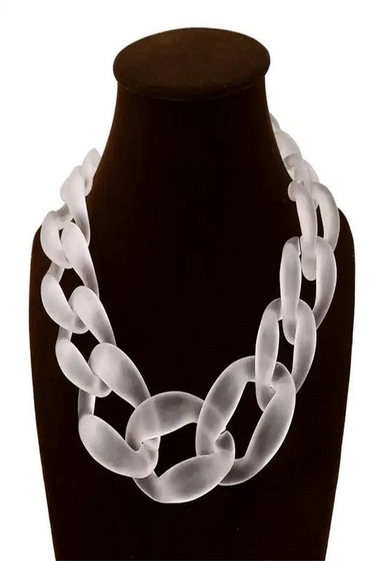 Clear Frosted Link Chain Necklace