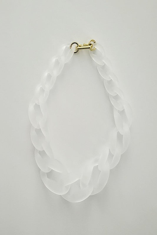 Clear Frosted Link Chain Necklace