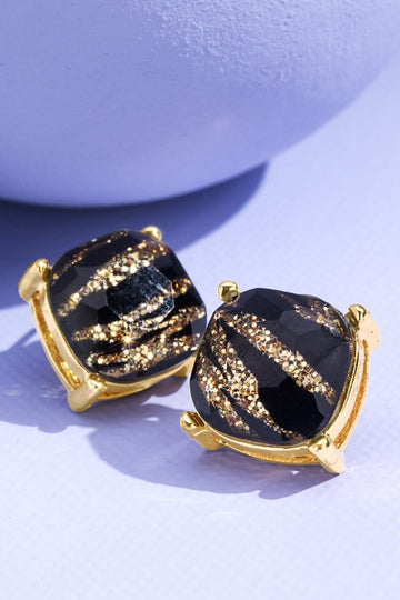 Glitter Leopard Stud Earrings (Gold)