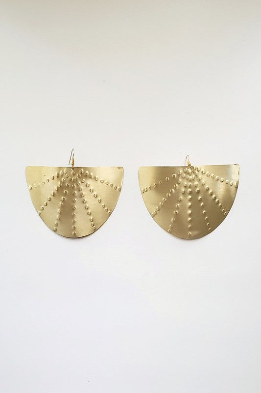 Gold Fan Studded Design Earrings