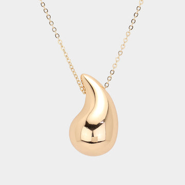 Metal Teardrop Pendant Necklace (Gold)