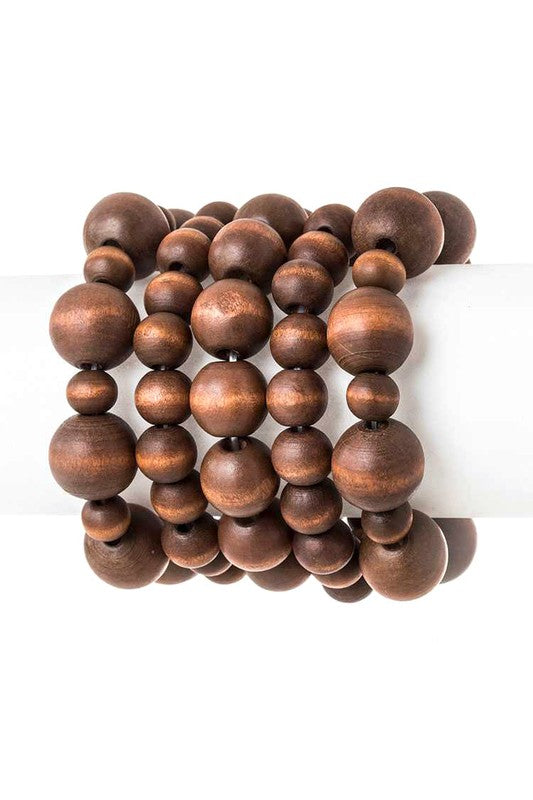 Wood Beads Stretch Bracelet Set