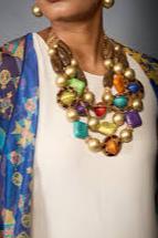 "Beverly" Mix Media Wooden Beads Statement Necklace Set