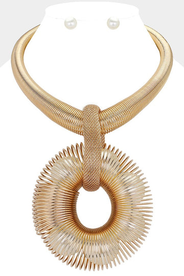 "Paula" Pearl Wire Statement Necklace (Gold)