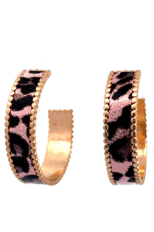 Pink Animal Print Hoop Earrings