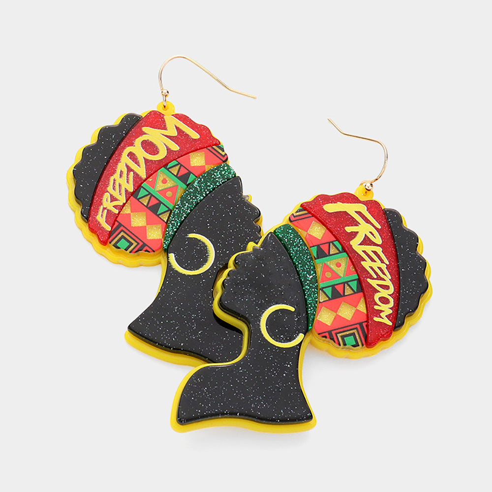 Juneteenth African Woman Dangle Earrings