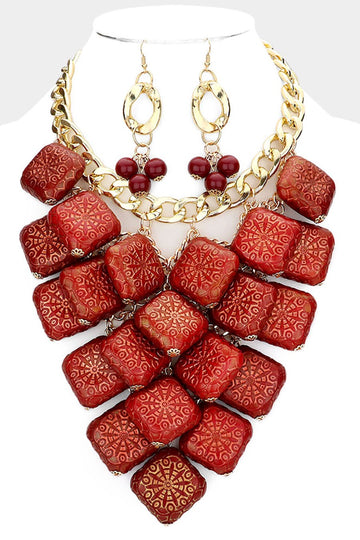 "Ruby" Red/Gold Statement Necklace