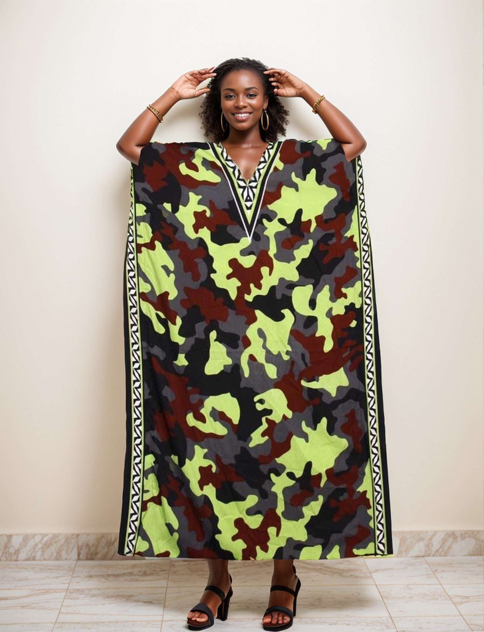 Women's Long Camouflage Print Kaftan