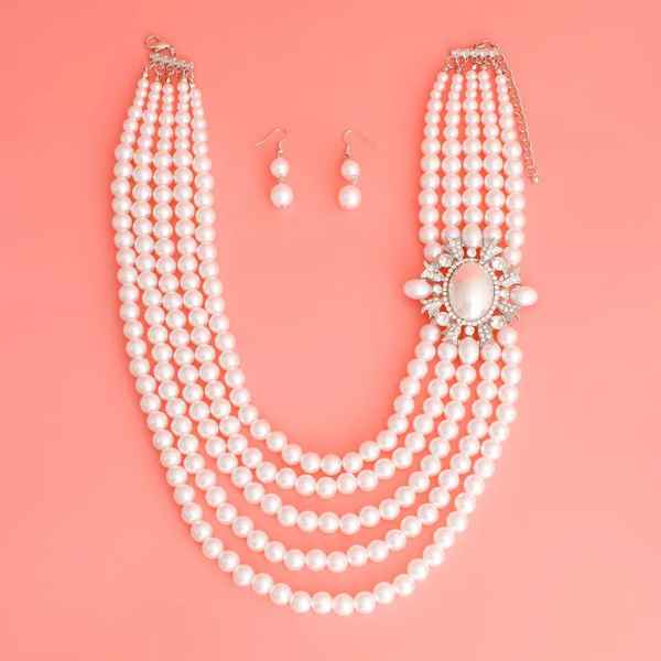 White 5 Strand Vintage Pearl Set