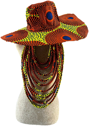 Ankara Hat and matching robe necklace